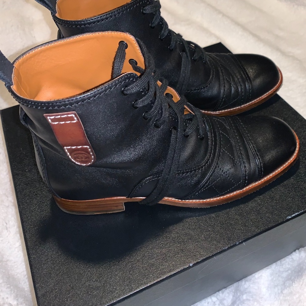 CHANEL Lace Up Black